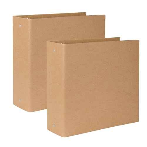 2 Packs Kraft 3-inch Binder, Durable Letter Size 3 Ring Binder Natural Recycled Kraft 3 Ring, O-Ring Organizer, Fit for 8.5x11 Inches, for Home Office Supplies