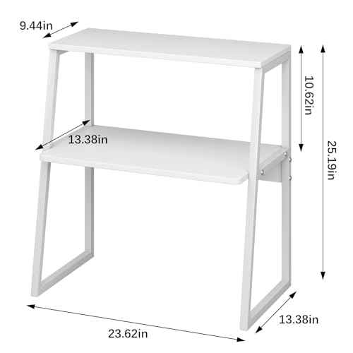 Printer Stand for Desk, Desktop Printer Shelf, 3 Tier Desk Shelf for top of Desk, Large Printer Stands Office Organization Shelves for Home Office Printer Fax Book, White