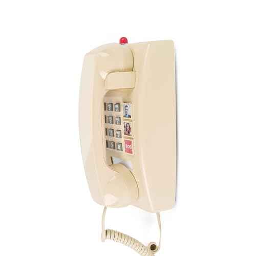 Wall Phone for Home, Corded Wall Home Phone with Adjustable Call Volume & 3 One-Touch Dialing for Seniors, Telephone Landline Phones with Mechanical Ringer Indicator for Elderly, Beige