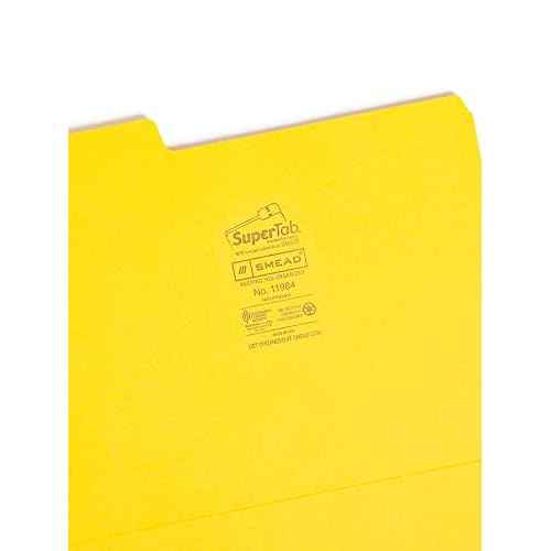 Smead SuperTab File Folder, Oversized 1/3-Cut Tab, Letter Size, Yellow, 100 per Box (11984), Pack of 1