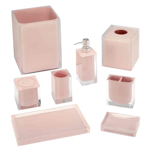 IZOD - Wastebasket, Decorative Trash Can, Resin Home Accessories, Guest Bathroom, Dorm Room Essentials (Marina Collection, Pink)