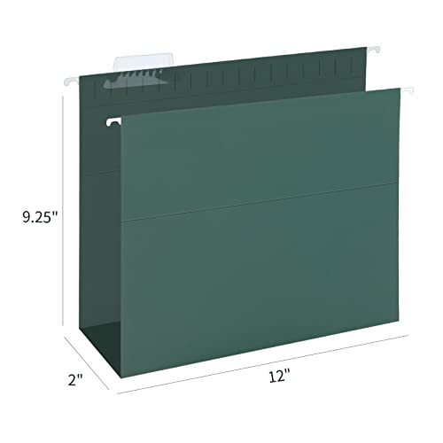 HERKKA Extra Capacity Hanging File Folders, 60 Pack Reinforced Letter Size Hanging Folders with Heavy Duty 2 Inch Expansion, Designed for Bulky Files, Medical Charts, Green