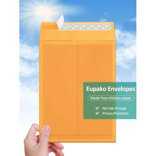 Eupako Catalog Mailing Envelopes 9x12 Brown Envelopes Self Seal 250 Pack for Organizing and Storage
