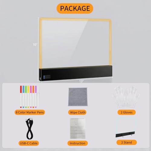 Fashlits 16-Inch LED Note Board with 8 Dry Erase Markers & Variation Black+8 Light Effects