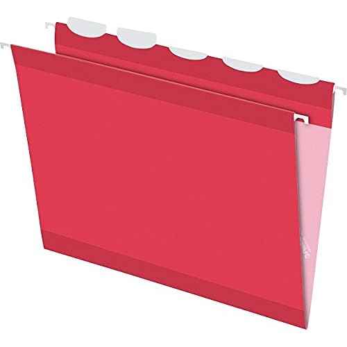 Pendaflex PFX42623 Ready-Tab Reinforced Hanging File Folders, Letter Size, Red, 5 Tab, 25/BX (42623)