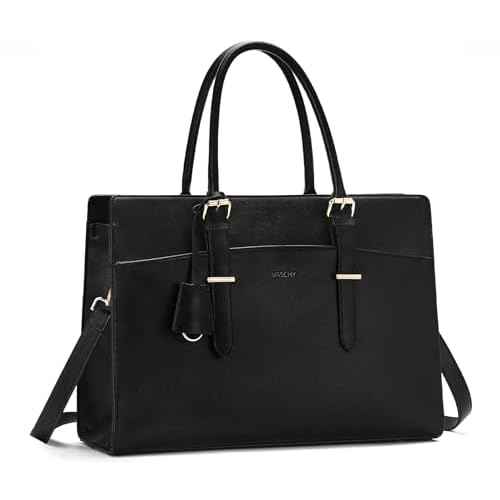 VASCHY Laptop Bag for Women, Vegan Leather 15.6 Inch Computer Large Work Tote Purse Business Briefcase Handbag Shoulder Bag