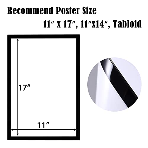 10Pcs Magnetic Poster Holder Self-adhesive Back,11"x17" Magnetic Framed Sign Holder,Plastic Window Wall Poster Display Frames for Office,Store,School(10Pcs,Black)