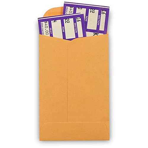 500 Guardian #4 Paper Coin Envelopes - Blank Small Envelopes for Coins, Receipts, Stamps, Small Parts Storage, & More ? 3" x 4-1/2" Cash Envelopes ? Gummed Flap Gift Card Holder Envelopes