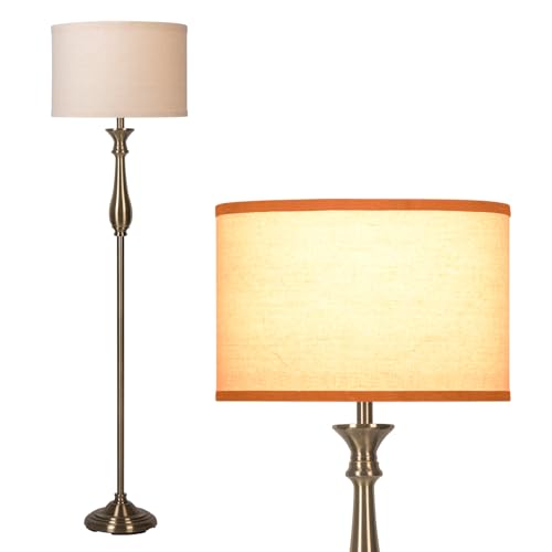 66.2'' Vintage Floor Lamp for Living Room, Mid Century Height Standing Lamp, Tall Pole Light with Linen Shade,Floor Lamps for Reading, Bedroom (Bronze)