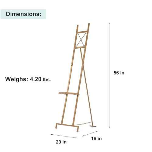 Gold Easel Stand for Sign - Adjustable 4 Tier Large Metal Easel Stand for Display with Chain Support - Heavy Duty Easel for Mirror, Painting, Frame - 16" x 20" x 56" - Fully Assembled