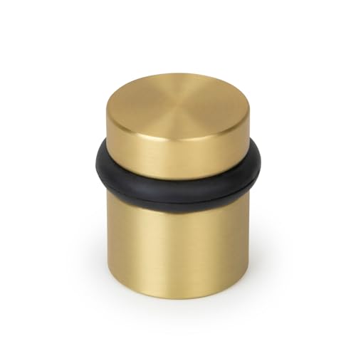 Floor Door Stop Heavy Duty Solid Brass Satin Brass 1.5in x 1in Diameter - 1 Pack