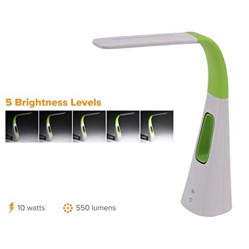 VLED1603LM Desk Lamp with Bladeless Fan, Dimmable, Adjustable Neck, Lime Green