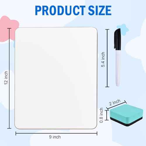 26 Pack Small Dry Erase Boards Classroom Pack 12 x 9 Inch Double Sided Mini White Boards Dry Erase LapBoards for Teacher Supplies with 26 Erasers and 26 Markers