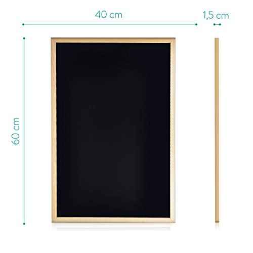Navaris Double-Sided Chalkboard Whiteboard - 16" x 24" Wall Blackboard Magnetic Dry Erase Message Board - Includes Chalk and Magnets - Wood Frame