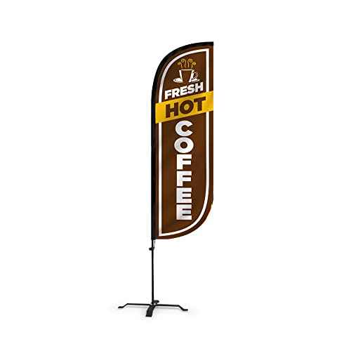 LookOurWay Feather Flag Restaurant Themed Complete Set with Poles and X-Stand Base, 5-Feet