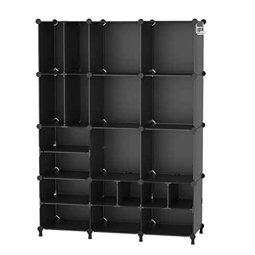 AWTATOS Cube Storage Closet Organizer Storage 12 Cube Shelves, Large and Small Cubes, DIY Portable Closet Clothes Storage Shelfs for Home, Bedroom, Black