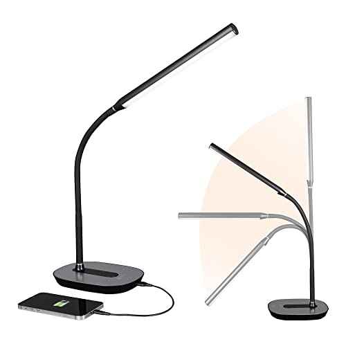 OttLite Strive LED Desk Lamp with USB Charging - ClearSun LED Technology - Adjustable & Flexible Neck, 3 Brightness Settings with Touch Activated Controls - Desk Lamp for Work, Study & Reading