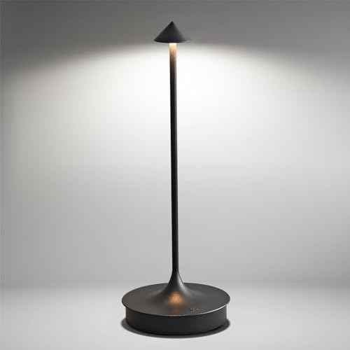Cordless Table Lamp Rechargeable LED Battery Operated 4000mAh Table Lamp Touch Dimmable Lamp Outdoor Waterproof Portable Wireless Table Light for Dining Restaurant Bar Indoor/Outdoor Use (Black-1PC)