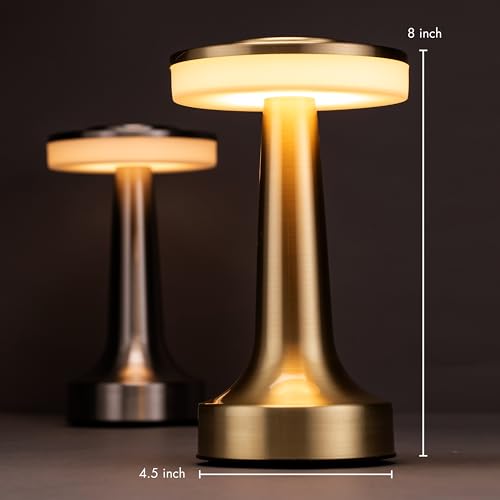 O¡¯Bright Portable LED Table Lamp with Touch Sensor, 3-Levels Brightness, Rechargeable Battery Up to 48 Hours Usage, Night Light for Kids Nursery, Nightstand Lamp, Bedside Lamp (Gold)