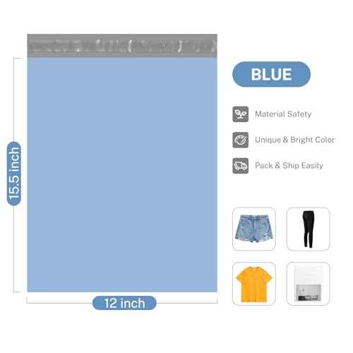 Metronic Poly Mailers 12x15.5 100 Pack, Medium Size Shipping Bags for Clothing, Strong Self-Seal Mailers Poly Bags Shipping Envelopes, Thick Mailing Bags Package Bags for Small Business, Blue