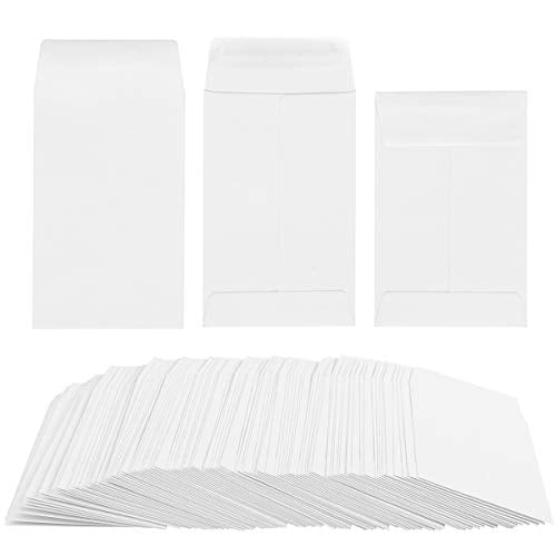 White Small Coin Envelopes 2.25x3.5 Inch - Self-Adhesive Kraft Paper Pack of 100