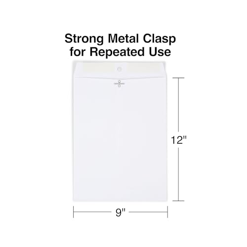 Staples 9x12 White Wove Clasp Envelopes - 100 Pack