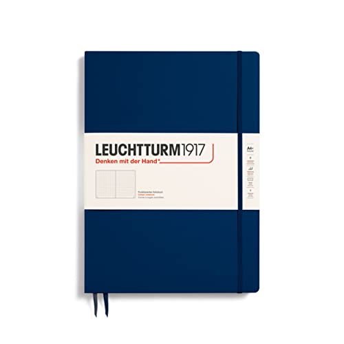Leuchtturm1917 Hardcover Dotted Master Slim Notebook, Navy, A4
