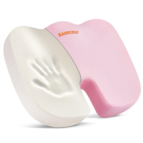 SAIREIDER Office Chair Cushion Pink - Memory Foam Coccyx Tailbone Pain Relief