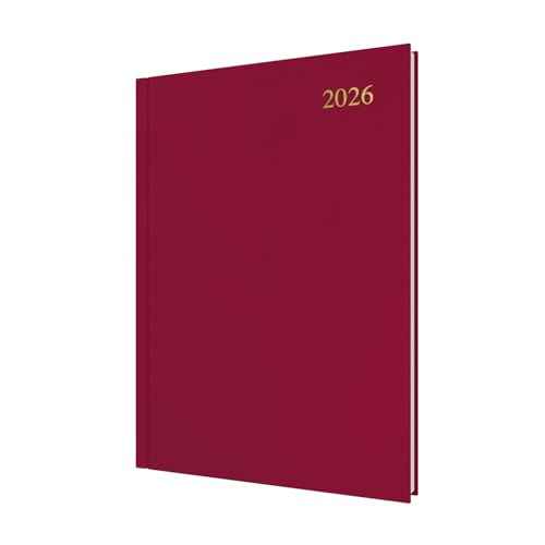 Collins - Essential - 2026 12 Month Calendar Year Planner, Day-To-Page Diary, A4 Hard Cover - Maroon (ESSA41.78-26)