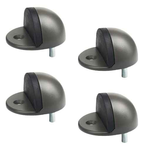 Floor Door Stopper Satin Nickel with Rubber pad, Semicircle Shaped Door Stopper, Stainless Steel for Protecting Wall (2inch x 30pack, Dark Grey)