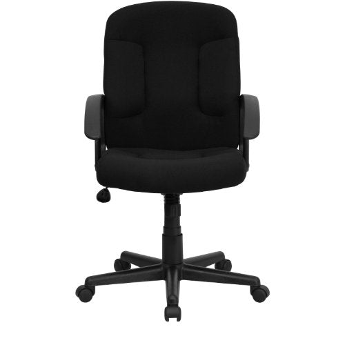 Flash Furniture Garver Mid-Back Black Fabric Executive Swivel Office Chair with Nylon Arms