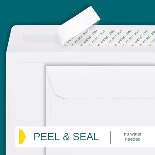 White EnDoc 9x12 Booklet Envelopes Self Seal 50 Pack - Large Mailing Flat