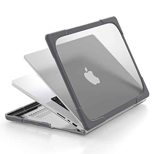Batianda Compatible with New MacBook Pro 16 inch Case 2024 M4 Chip 2023 2021 Release with M3 M2 Pro Max, Heavy Duty Protective Plastic Hard Shell with Fold Kickstand & Keyboard Cover Protector, Gray