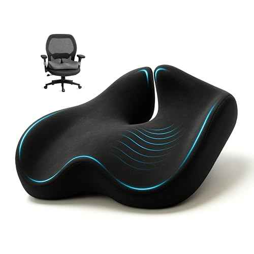 Ergonomic Memory Foam Chair Cushion for Tailbone, Sciatica & Lower Back Pain Relief - Extra Large Seat Cushions for Office Chairs - Orthopedic Coccyx Pad for Desk, Car & Wheelchair (Black)