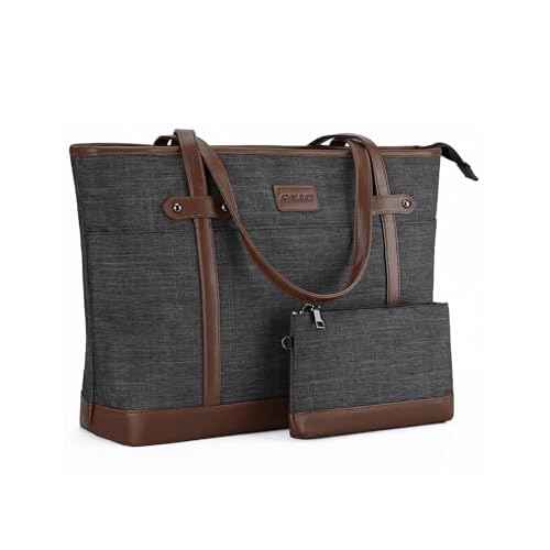 RAVUO Laptop Tote Bag for Women, Water Resistant 15.6 Inch Computer Handbag Purse Teacher Bag With Portable Small Pouch