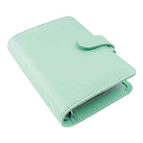 Filofax Saffiano Organizer, Mini Size, Neo Mint - Cross-Grain, Leather-Look, Five Rings, Week-to-View Calendar Diary, Multilingual, 2025 (C028804-25)