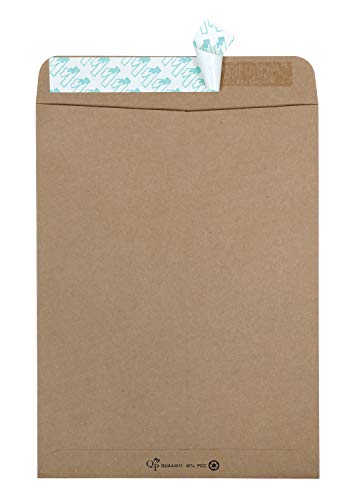 9x12 Recycled Kraft Catalog Envelopes with Self Seal Closure - 100 Pack