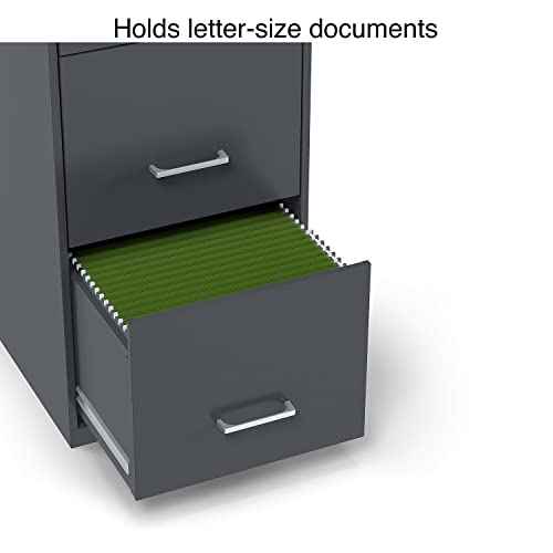 STAPLES 3-Drawer Vertical File Cabinet, Letter Size Documents, Lockable & Mobile, 18.9" D x 14.3" W x 26.8" H, Charcoal