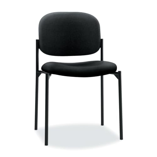 HON Scatter Guest Chair, Armless, Black Fabric – Black Back, 4-Stack, 250 lb