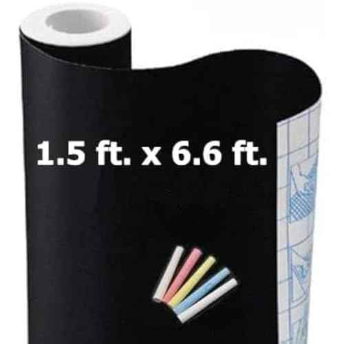 Chalkboard Wallpaper Peel and Stick,18 ¡¿ 79 Inches, Removable Blackboard Contact Paper Wall Sticker Self Adhesive Vinyl Decal, Bonus 5 Chalks (1 Roll 1.5ft.x6.6ft.)