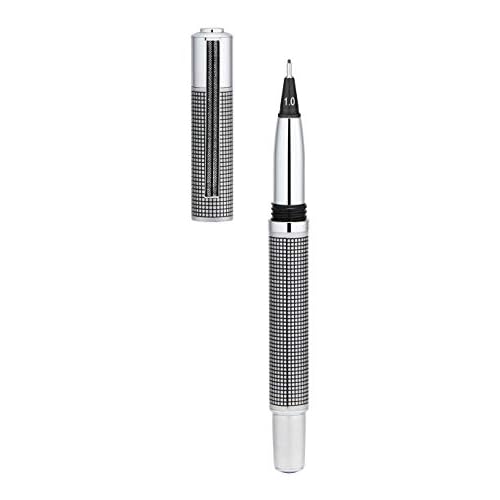 Yookers Metis Refillable Fibre Pen in Satin Chrome Black Grid 1.0mm Tip