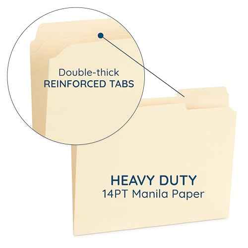 100 Blue Summit Supplies Heavy Duty File Folders Letter Size with 1/3 Cut Reinforced Tabs, Thick 14pt Manila Paper, Heavy Duty Manila Folders for Office, Home, or Classroom