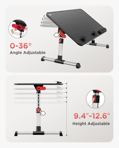 SAIJI Adjustable Black Laptop Desk Stand 20.5 x 11.8 Inches Portable Lap Table