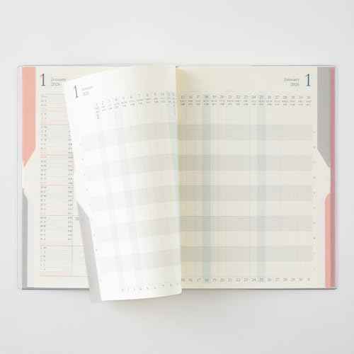Midori Double Schedule Notebook, 2026, B6, Monthly Limited Edition, Bookmark Included, Progress, Light Pink 22383006 (Starts in October 2025)