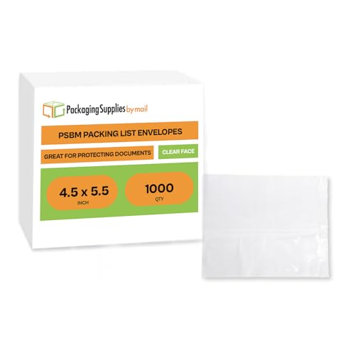 1000 Clear Waterproof Packing List Envelopes with Self-Adhesive Window 4.5x5.5 Inch