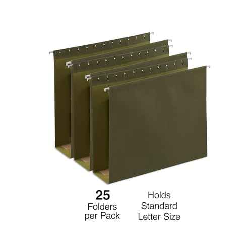 Staples 418376 Hanging File Folders BX Bottom 3-Inch Expansion Letter Gn 25/BX