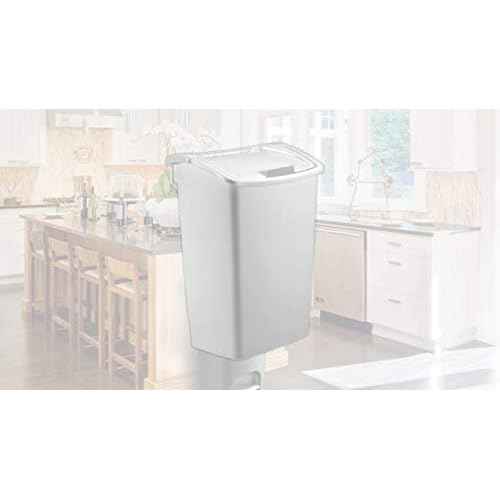 Rubbermaid,White Dual-Action Swing Lid Trash Can, 11.25 Gallon, for Home/Kitchen/Bathroom/Garbage