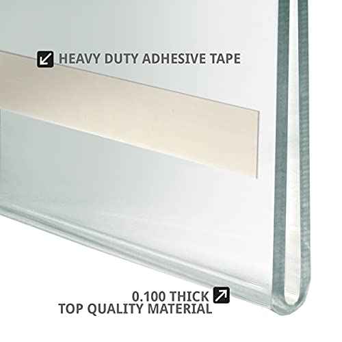 Azar Displays 122011 Self Adhesive Tape Clear Acrylic Wall Sign Holder Frame 11.5" W x 2.5" H - Landscape/Horizontal, 10-Pack