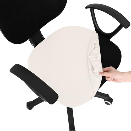 Smiry Ivory Chair Seat Cover for Office Chair - Anti-Dust Stretch Jacquard