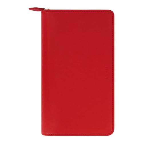 Filofax Saffiano Zip Organizer, Personal Compact Size, Poppy - Cross-Grain, Leather-Look, Six Rings, Week-to-View Calendar Diary, Multilingual, 2025 (C022534-25)